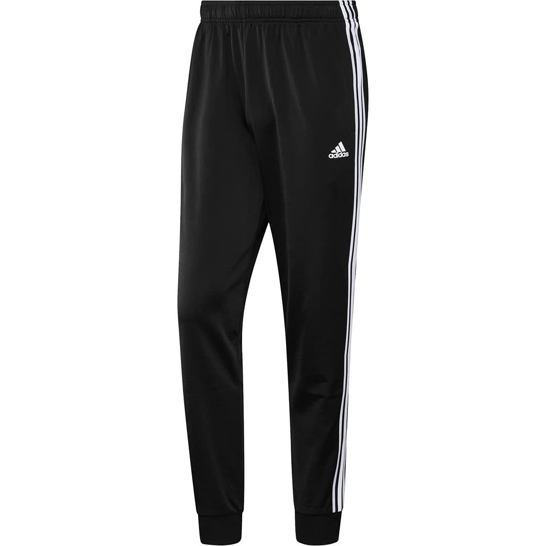 adidas Men's Essentials Warm-Up Slim Tapered 3-Stripes Tracksuit Bottoms, Black/White, X-Large