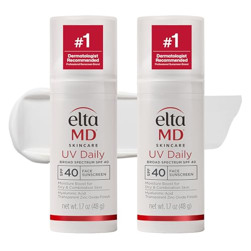 EltaMD UV Daily Untinted Face Sunscreen Moisturizer, SPF 40, 1.7 oz 2-Pack