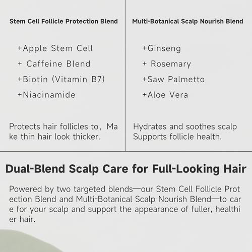 Scalp Serum with Apple Stem Cell, Caffeine, Biotin, Niacinamide & Polygonum Multiflorum | Light Scalp Treatment Infused with Ginseng, Rosemary, Saw Palmetto | Scalp Care for All Hair Types, 1 Fl Oz