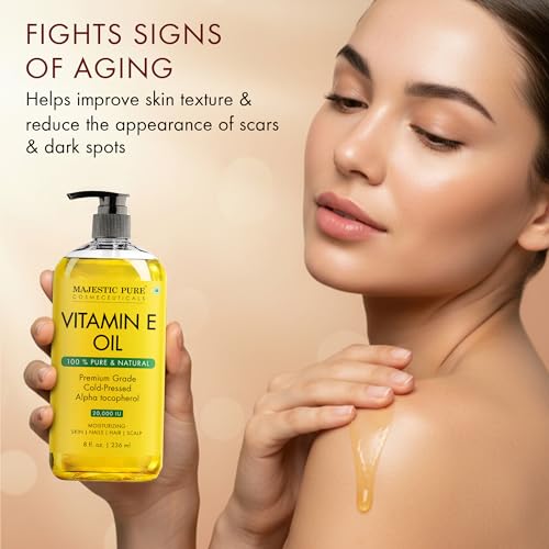 Majestic Pure Vitamin E Oil 100% Pure & Natural Body Oil - 8 Fl Oz