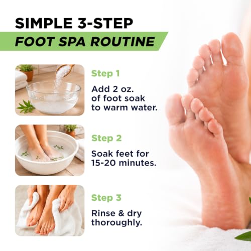 FOOT CURE Tea Tree Oil Foot Soak with Epsom Salt - Best Toenail Fungus Treatment, Athletes Foot & Softens Calluses - Soothes Sore & Tired Feet, Fungal Toe, Foot Odor Scent, Spa Pedicure (Pack of 2)