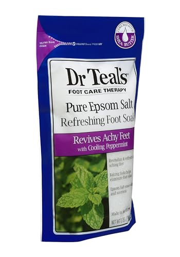 Dr Teal's Pure Epsom Salt Cooling Foot Soak, Refresh & Revitalize with Peppermint & Baking Soda, 2 lbs