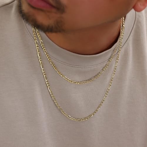 Nuragold 10k Real Yellow Gold Figaro Link 4.5mm Chain Necklace (16"-30") - 16"