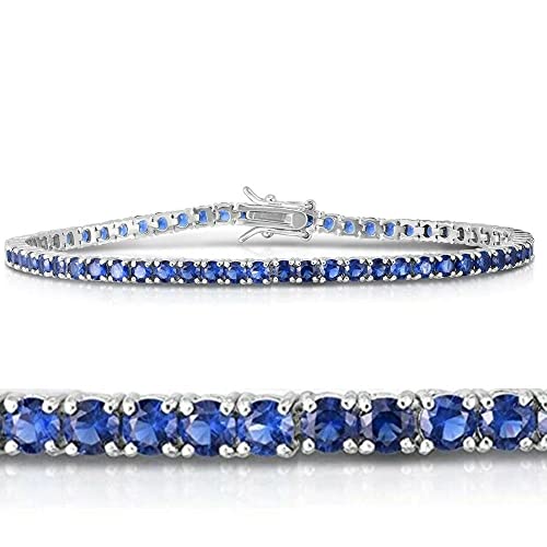 P3 POMPEII3 Pompeii 3 1/2ct Blue Sapphire Tennis Bracelet 14k White Gold 7"