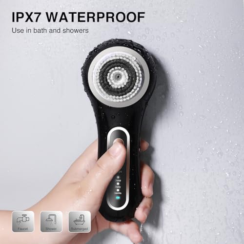 UMICKOO Rechargeable Rotating Face Scrubber with 5 Brush Heads Set