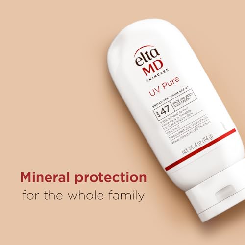 EltaMD UV Pure 100% Mineral Sunscreen, SPF 47 For Kids and Adults, 4 oz