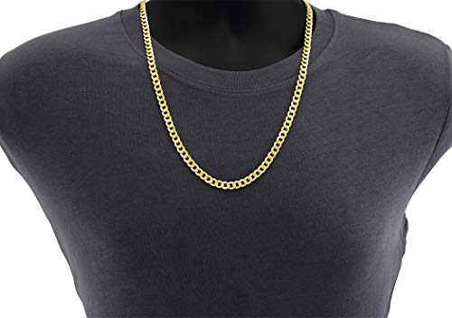 Nuragold 10k Real Yellow Gold Cuban Curb Link 6.5mm Chain Necklace, 16"-30" - 24"