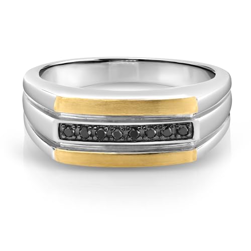 Gem Stone King Black Diamond Engagement Ring For Men (Size 9)