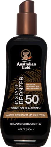 Australian Gold Spray Gel Sunscreen with Instant Bronzer SPF 50, 8 Ounce | Moisturize & Hydrate Skin | Broad Spectrum | Water Resistant,B07DG52KLY