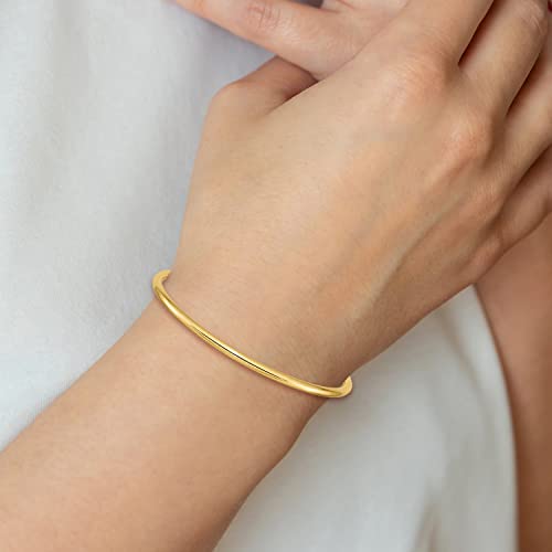 IceCarats 14K Yellow Gold Round Slip On Bangle Bracelet, 8.25 inch