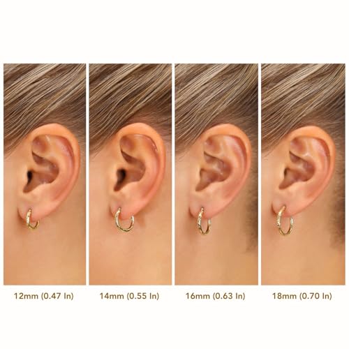 14k Yellow Gold Hand Engraved Full Diamond-cut Round Hoop Earrings (16mm (0.63 inch))…