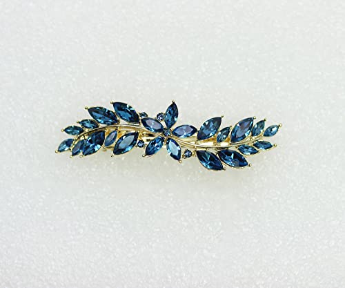 Faship Navy Blue Small Floral Hair Barrette Clip