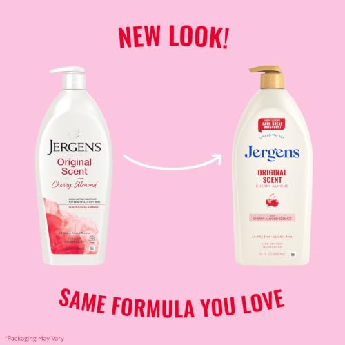 Jergens Cherry Almond Hand & Body Lotion, Dry Skin, 32 fl oz