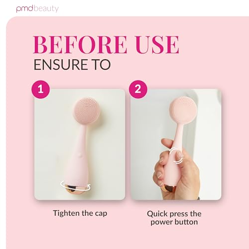 PMD Beauty Clean Facial Cleansing Brush – Waterproof Silicone Face Cleanser with Sonic Technology, Blush