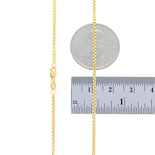 Nuragold 10K Real Yellow Gold Round Box 1.5mm Venetian Link Chain Necklace - 18"