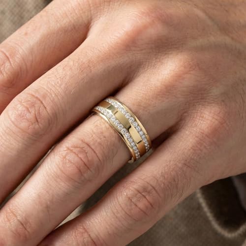P3 POMPEII3 Pompeii Mens 1 3/8Ct Diamond Eternity Ring 10k Yellow Gold Double Row High Polished - Size 12