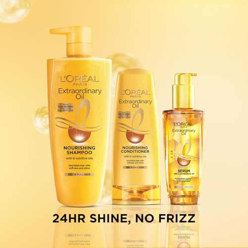 L'Oreal Paris Serum, Protection and Shine, For Dry, Flyaway & Frizzy Hair, With 6 Rare Flower Oils, Extraordinary Oil, 30ml