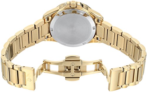 Bulova Ladies' Marine Star Diamond Gold Tone Stainless Steel 3-Hand Quartz Watch, White Mother-of-Pearl Dial and Sapphire Crystal Style: 98R235