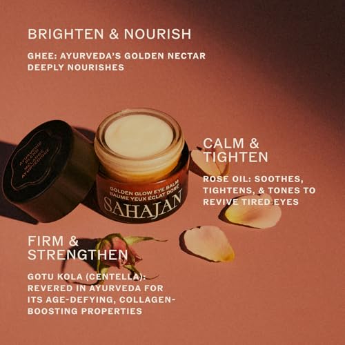 Sahajan Golden Glow Eye Balm, Brightening Under Eye Cream, 0.5 fl oz
