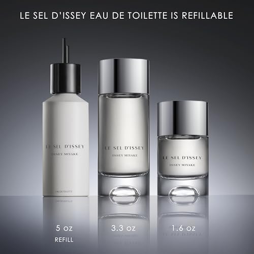 Issey Miyake Le Sel d'Issey Eau de Toilette - Fresh Woody Marine Fragrance for Men - With Salt Accord, Marine Seaweed, Ginger & Cedarwood - 1.7 oz - Refillable