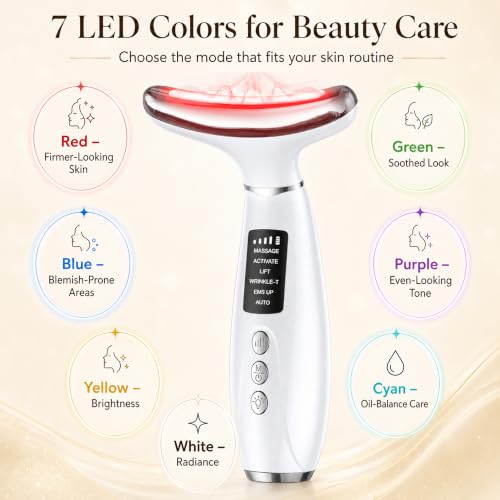 GIHWRRI Red Light Therapy for Face and Neck, 7-Color LED Face Massager