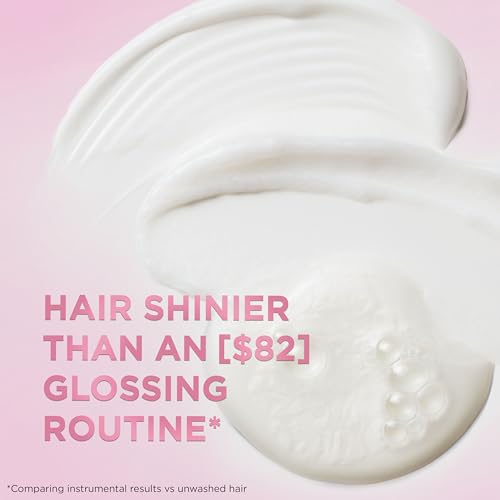 L’Oreal Paris Sulfate Free Glossing Shampoo and Conditioner Set with Glycolic Acid, Provides Intense Glass Shine & Smoothness, Suitable for Dull, Dry, and Color-Treated Hair, EverPure, 13.6 Fl Oz Set