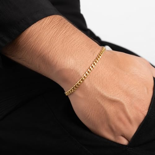 SHOP WGS 4.5MM 14K Solid Gold Miami Cuban Curb Bracelet for Women & Men