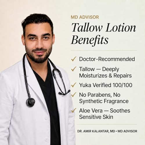 Clean + Kind Vanilla Tallow Body Lotion, Non-Toxic for Dry Skin 8 oz