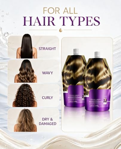 Badhare [2-Pack] Hydrolyzed Keratin Hair Mask - Intensive Deep Conditioner for Dry Damaged Hair - Professional Repair & Frizz Control - 2 x 12.3 oz (350g) Squeeze Pouches - Sulfate Free, Color Safe