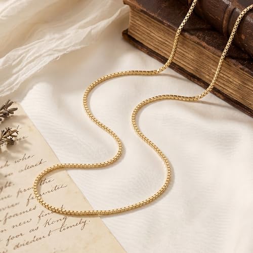 ckuscapo 14K Gold Necklaces for Women Gold Box Chain Gold Chain for Women