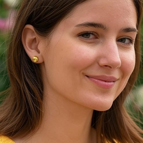 10K Yellow Gold Ball Stud Earrings, 4mm