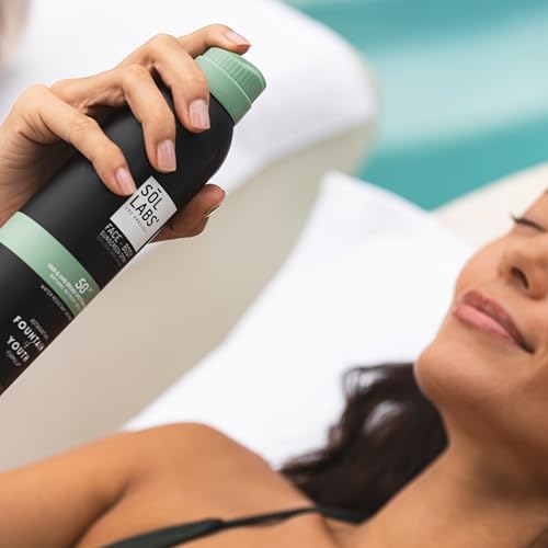 SOL LABS Mineral Sunscreen Spray SPF 50 - Lightweight Sheer Mist, Zero White Cast - Reef Safe, Water Resistant 80 Min - Non-Aerosol Face & Body Protection - Korean Formulation - 6 oz