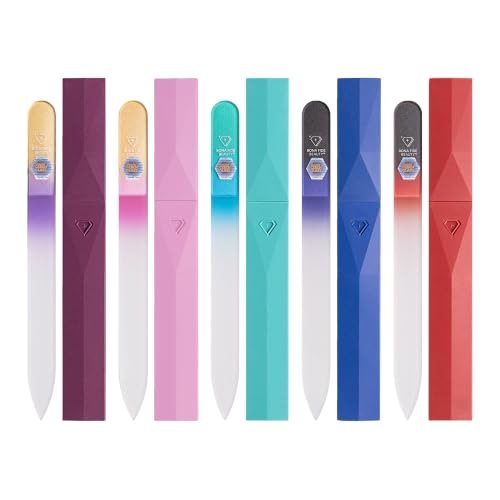 Bona Fide Beauty Czech Glass Nail File Set, 5-Pk with Hard Cases (Serenity)