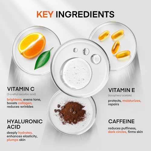 HealthyDerm Super Vitamin C Serum for Women Over 70: Niacinamide, Vitamin C, Hyaluronic Acid, Peptides, Vitamin E, Caffeine, Bakuchiol, Hydrating, Lifting, Face Wrinkle & Age Spots Reduction