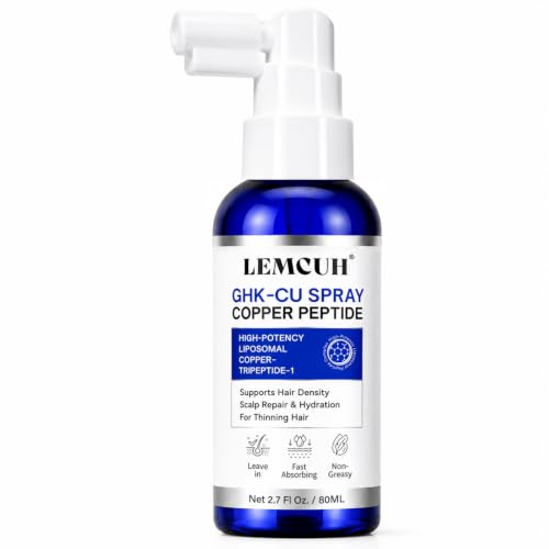 GHK-CU Peptide Hair Serum - Liposomal Copper Peptides for Hair Growth, Multi Peptide Serum for Thinning Hair, Non-Greasy Leave-In Scalp Spray Supports Fuller Hair & Scalp Barrier for Women & Men 80ml