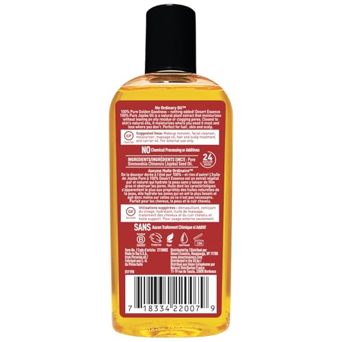 Desert Essence 100% Pure Jojoba Oil for Hair, Skin and Scalp, 4 fl oz