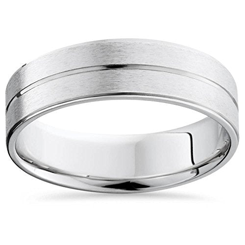 P3 POMPEII3 Pompeii Mens 14K White Gold Flat Comfort Fit Wedding Ring Band - Size 10