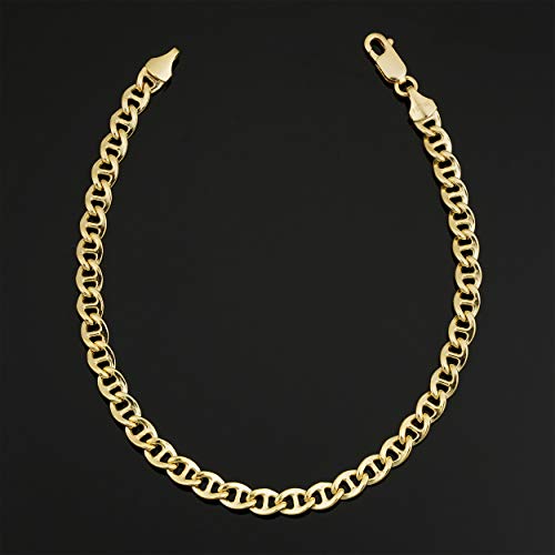 Kooljewelry Solid 14k Yellow Gold Mariner Link Bracelet (8.5 inch)