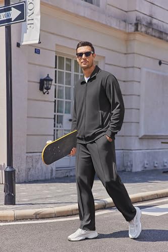 COOFANDY Mens Tracksuits 2 Piece Set Casual Jacquard Sweatsuits Relaxed Fit Athletic Suits Spring Cozy Loungewear