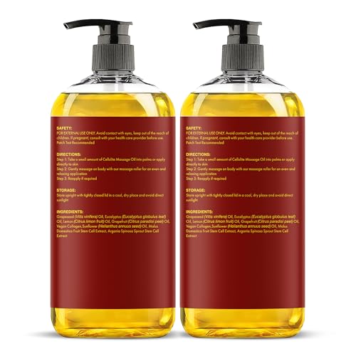 Majestic Pure Cellulite Massage Oil, Toning Body Blend, 8 Fl Oz, 2-Pack