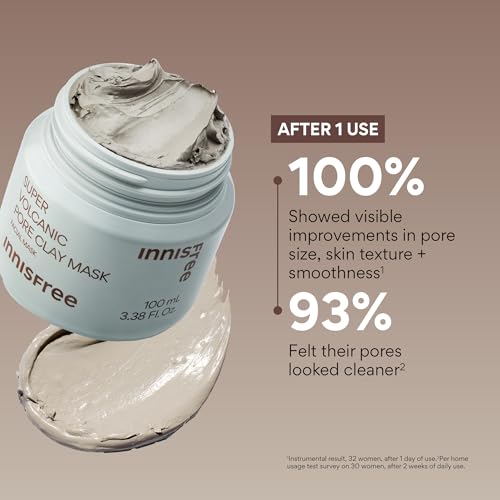 Innisfree Super Volcanic Pore Clay Mask | Exfoliating Korean Clay Mask with AHA and Hyaluronic Acid for Oily Skin | Minimizes Pores | Available in Limited Edition and Gift Sets
