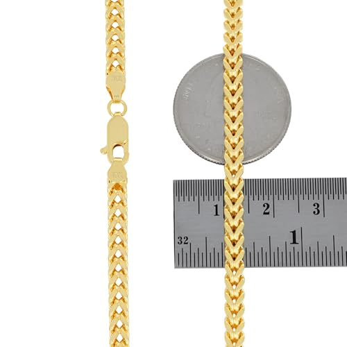 Nuragold 10K Real Yellow Gold 4mm Franco Box Wheat Chain Mens Necklace - 22"