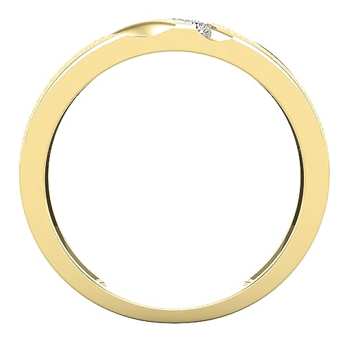 Dazzlingrock Collection 0.12 Carat Round White Diamond Slanted 3 Stone Channel Set Men's Ring in 10K Solid Yellow Gold, Size 10