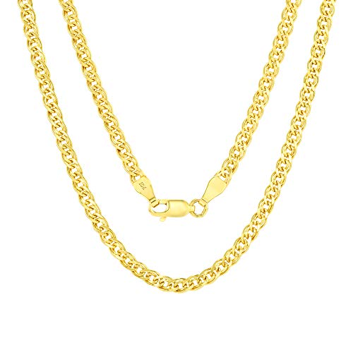 Nuragold 10k Real Yellow Gold Double Cuban Link 3.5mm Curb Chain Necklace - 20"