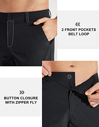 Libin Mens Golf Pants Classic Fit Stretch Work Dress Pants 32" Quick Dry Lightweight Business Casual Trousers Comfort Water Resistant, Black, 40W x 32L