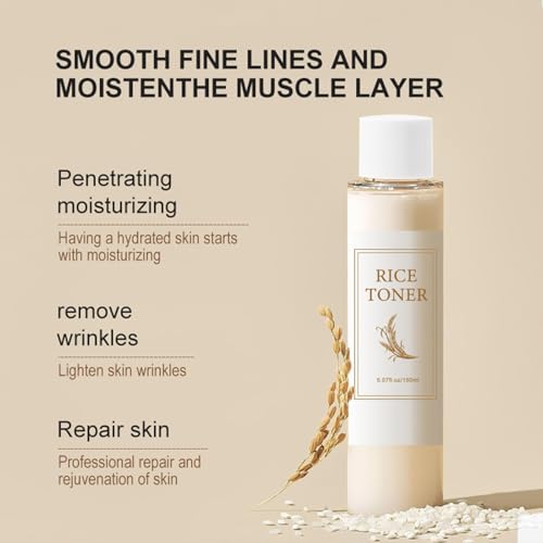 Rice Toner for Face, Rice Hydrating Face Toner for Women & Men, Lightweight Facial Moisturizer Targets Dryness, Dullness, Strengthens Skin Barrier, for Sensitive & Combination Skin