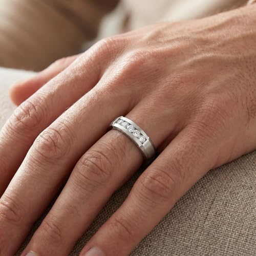 Pompeii Mens 1/2ct 14K White Gold Round Diamond Wedding Ring - Size 9