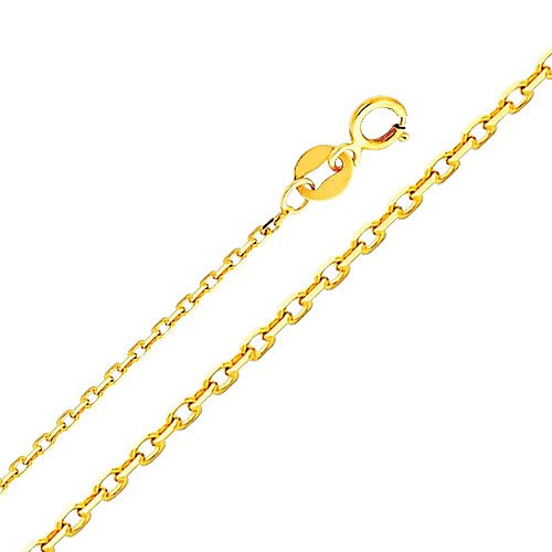 14k REAL Yellow Gold Cornicello Italian Horn Pendant with 0.9mm Cable Chain Necklace - 16"