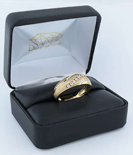 Dazzlingrock Collection Round Lab Grown White Diamond 7 Stone Cathedral Style Anniversary Wedding Band for Men (0.22 Ctw) in 10K Solid Yellow Gold, Size 11.5