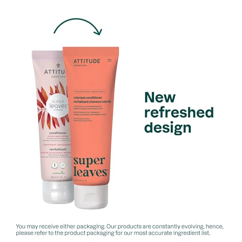 ATTITUDE Colorlast Hair Conditioner, For Color Treated Hair, Protects Color, Naturally Derived Ingredients, Vegan Detangler, Dermatologically Tested, Avocado Oil and Pomegranate, 8 Fl Oz